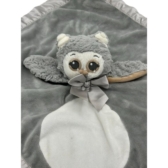 Bearington Baby Collection Owl Lovey Security Blanket Soother Satin Trim - Picture 3 of 10